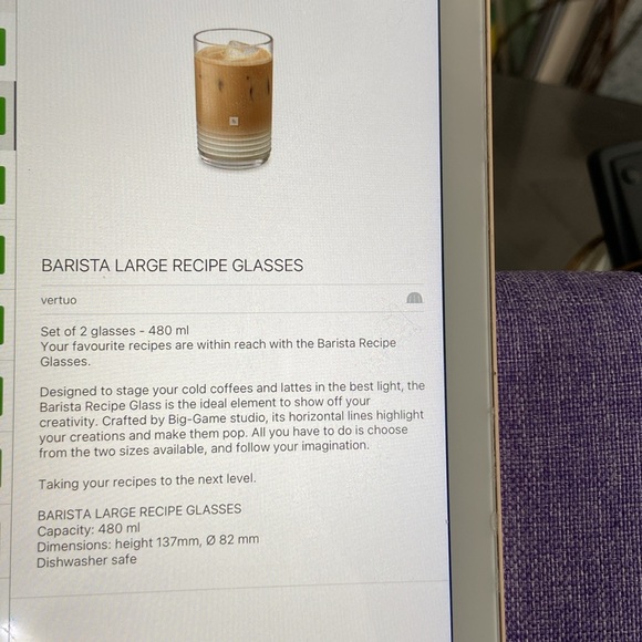 Pair of N’Espresso Large Barista Recipe Glasses. BNIB - Picture 5 of 5